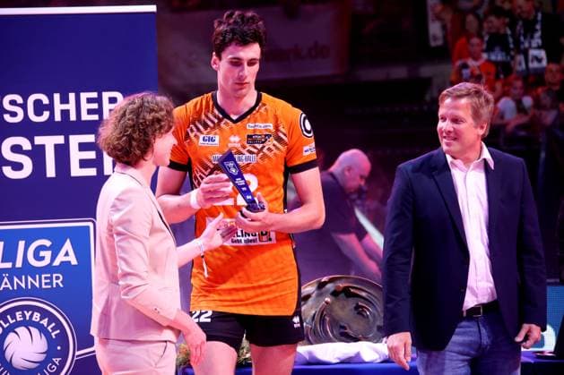 DEU, DVV, 1 VBL, BR Volleys vs Lueneburg, 03 05 2025, Max Schmeling Halle, Berlin, DEU, DVV, 1 VBL, BR Volleys vs Lueneburg, in the picture Jake Hanes BR Volleys 22 nordphotoxGmbHx xEngler nph00076