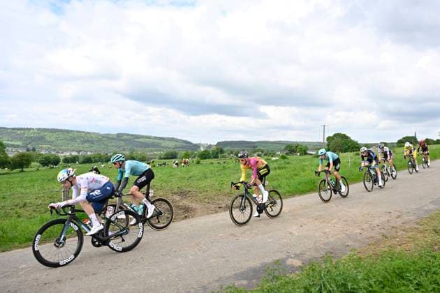 Lotto-Famenne Ardenne Classic 2025 cycling race MARCHE-EN-FAMENNE, BELGIUM - MAY 04 : Vadic Baptiste (FRA) of Team TotalEnergies, Vercouillie Victor (BEL) of Team Flanders - Baloise, Tuckwell Luke (AUS) of Red Bull - BORA - hansgrohe Rookies, De Keyser Ewout (BEL) of Tarteletto - Isorex, Corsus Yordi (BEL) of Pauwels Sauzen - Cibel Clementines, Appel Stijn (NED) of BEAT Cycling Club, Mellaerts Robbe (BEL) of BEAT Cycling Club, Haest Jasper (NED) of VolkerWessels Cycling Team during the Men Elite UCI 1.1 Europe Tour 7th Lotto-Famenne Ardenne Classic cycling race with start in Marche-en-Famenne and finish in Marche-en-Famenne after 195 km on May 04, 2025 in Marche-en-Famenne, Belgium, 04 05 2025 ( Motordriver Guy De Vuyst & Marche-en-Famenne Belgium Copyright: xJanxDexMeuleneirx