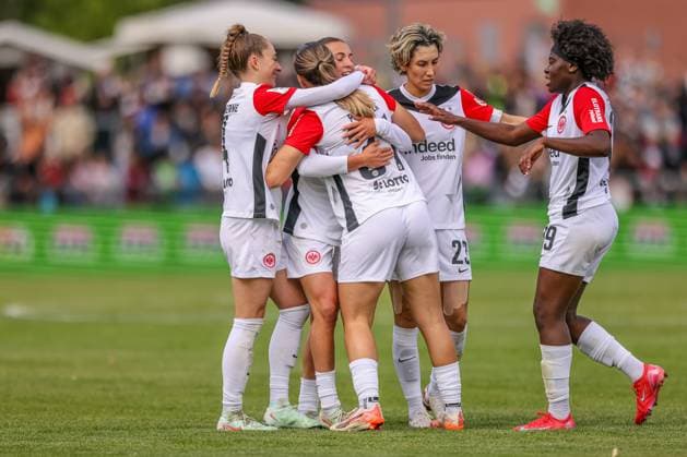 GER, Frankfurt, Eintracht Frankfurt vs TSG Hoffenheim, Google Pixel Bundesliga, Fußball, DFB, Spielzeit 2024 2025, Stadion am Bretanobad, 21 Spieltag, im Bild Tanja Pawollek Eintracht Frankfurt Frauen 31 scores the goal for 3 1 and cheers DFB DFL REGULATIONS PROHIBIT ANY USE OF PHOTOGRAPHS AS IMAGE SEQUENCES AND OR QUASI VIDEO, 04 05 2025, Copyright: HMBxMedia HendrikxHamelau