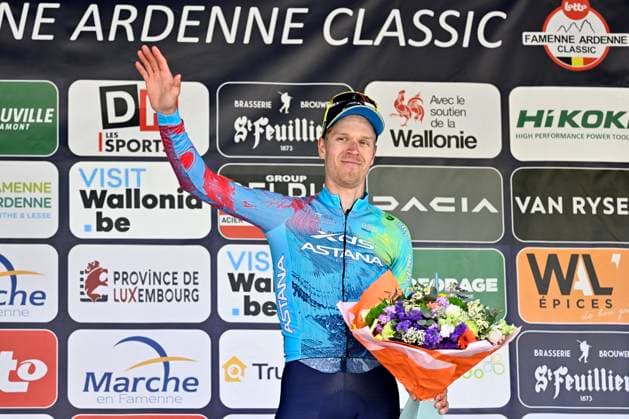 Lotto-Famenne Ardenne Classic 2025 cycling race MARCHE-EN-FAMENNE, BELGIUM - MAY 04 : Bol Cees (NED) of XDS Astana Team pictured during the podium ceremony of the Men Elite UCI 1.1 Europe Tour 7th Lotto-Famenne Ardenne Classic cycling race with start in Marche-en-Famenne and finish in Marche-en-Famenne after 195 km on May 04, 2025 in Marche-en-Famenne, Belgium, 04 05 2025 ( Motordriver Guy De Vuyst & Marche-en-Famenne Belgium  Copyright: xJanxDexMeuleneirx