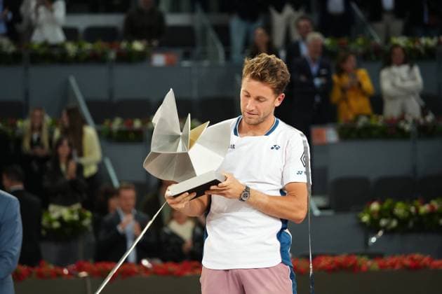 Tennis player Casperd Ruud vs Jack Draper during Final the Madrid 2025 Masters Series in Madrid on 04 MAY 2025. Cordon Press 
