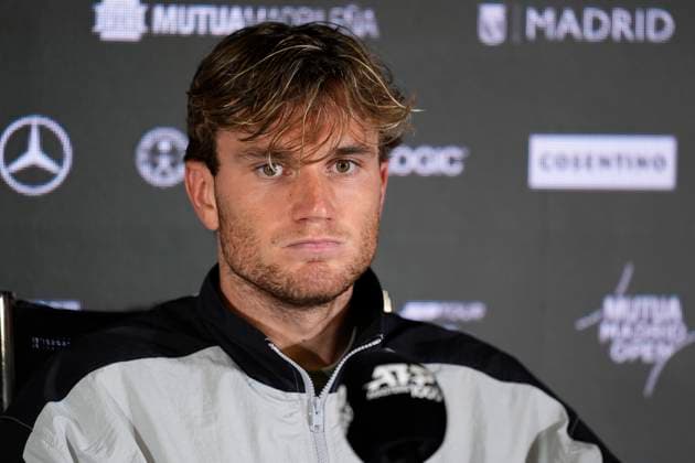 May 4, 2025, Madrid, Madrid, Spain: Jack Draper of Great Britain attends his press conference, PK, Pressekonferenz after losing against Casper Ruud of Norway during the Men Singles Final of Mutua Madrid Open 2025 - ATP, Tennis Herren Masters 1000 celebrated at Caja Magica on May 04, 2025 in Madrid, Spain. Madrid Spain - ZUMAa181 20250504_zaa_a181_313 Copyright: xDennisxAgyemanx
