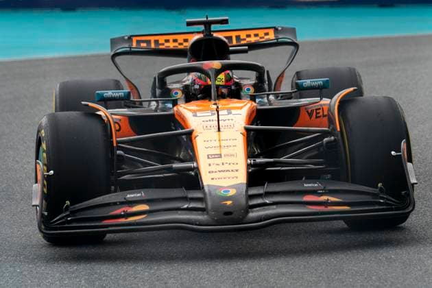 Australian Formula One driver Oscar Piastri of McLaren F1 Team races in the Formula One Miami Grand Prix at the Miami International Autodrome in Miami Gardens, Florida on Sunday, May 4, 2025.  MIA2025050468 GREGxNASH