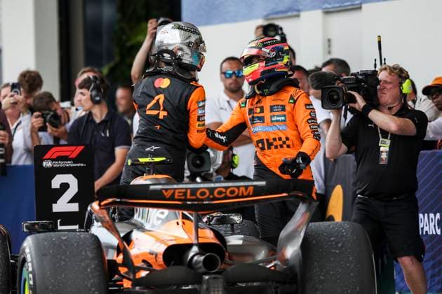 F1 - MIAMI GRAND PRIX 2025 NORRIS Lando (gbr), McLaren F1 Team MCL39, portrait PIASTRI Oscar (aus), McLaren F1 Team MCL39, portrait during the Formula 1 Crypto.com Miami Grand Prix 2025, 6th round of the 2025 FIA Formula One World Championship, WM, Weltmeisterschaft from May 2 to 4, 2025 on the Miami International Autodrome, in Miami Gardens, Florida, United States of America - Miami GardensUnited States  Copyright: xXavixBonillax