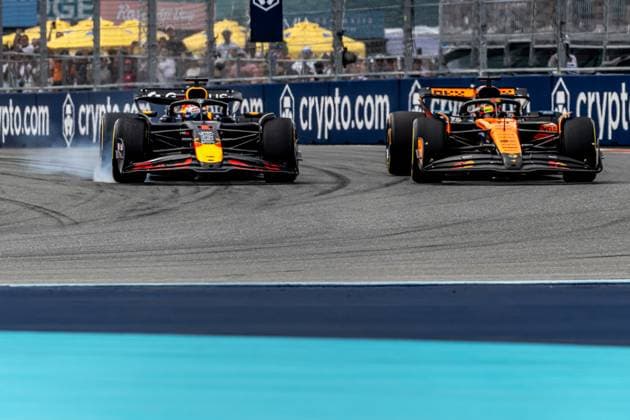 MIAMI, UNITED STATES: Oscar Piastri, racing for the McLaren F1 team during the 2025 Formula 1 Miami Grand Prix at the Miami International Autodrome in Miami, United States