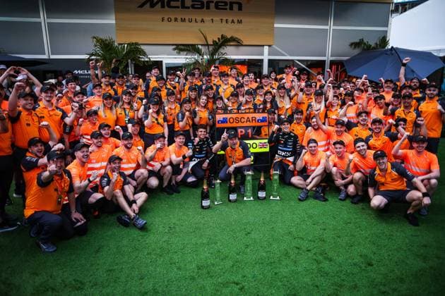 4 Lando Norris GBR, McLaren F1 Team , Zak Brown USA, McLaren Formula 1 Team , 81 Oscar Piastri AUS, McLaren F1 Team , F1 Grand Prix of Miami at Miami International Autodrome on May 5, 2025 in Miami Gardens, United States of America Photo by HOCH ZWEI Miami Gardens United States of America