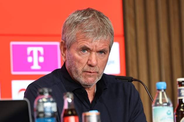 GER, 2 FBL, PK 1 FC Koeln, short-term coach presentation 05 05 2025, Rheinenergie Stadion, Koeln, GER, 2 FBL, PK 1 FC Koeln, short-term coach presentation , in the picture after short-term dismissal of coach Gerhard Struber and managing director Keller Friedhelm Funkel is again appointed as coach for the last two games of the season nordphotoxGmbHx xMeuter nph00351