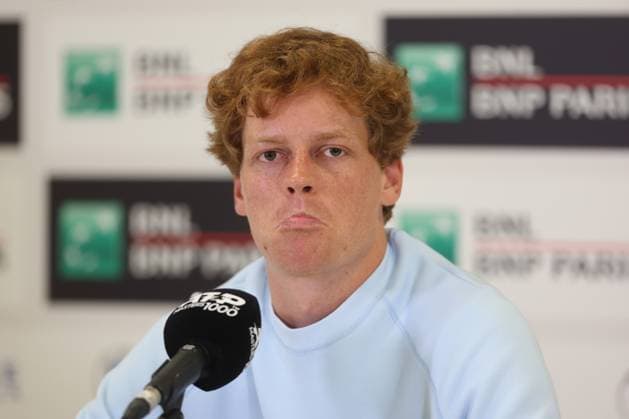 Tennis, Jannik Sinner press conference, PK, Pressekonferenz rome italy 05.05.2025: First press conference for Jannik Sinner after the disqualification, at the press room of the central court at theForo Italico in rome at the 2025 Ibnl international tennis tournament Rome foro italico italy italy Copyright: xmarcoxiacobucci