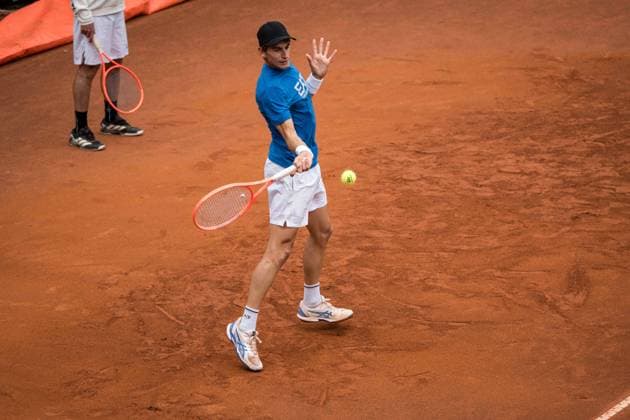 TENNIS : Open de Rome - 05 05 2025 May 5th, 2025 - Matteo Arnaldi from Italy during a practice session in Rome with Arthur Fils from France -  Copyright: xTristanxLapierrex