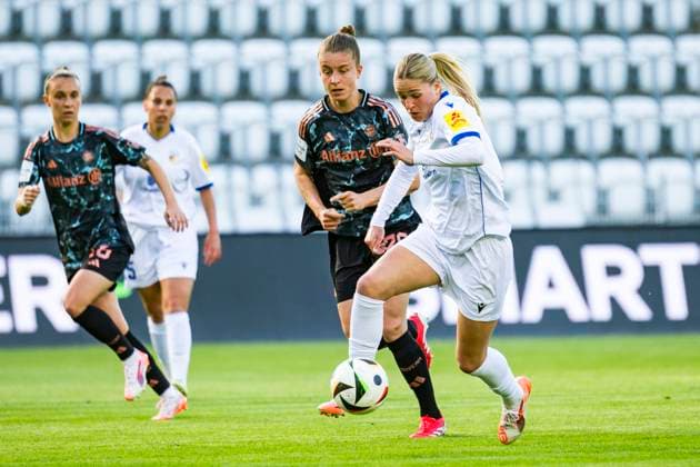 05 05 2025, xomx, Soccer Google Pixel Women Bundesliga, Carl Zeiss Jena FC Bayern Muenchen v l Melina Reuter FC Carl Zeiss Jena am Ball DFL DFB REGULATIONS PROHIBIT ANY USE OF PHOTOGRAPHS as IMAGE SEQUENCES and or QUASI VIDEO Jena