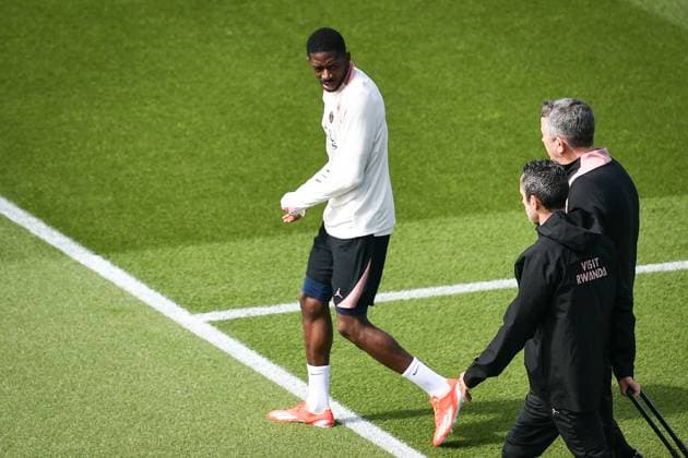 PSG Training before facing Arsenal - FA Paris Saint-Germain’s forward Ousmane Dembele enters to warm up during a training session at the PSG Campus on May 6, 2025, before the UEFA Champions League football match between Paris Saint-Germain and Arsenal FC at the Parc des Princes Stadium in Paris on May 7, 2025. Photo by Firas Abdullah ABACAPRESS.COM Paris Ile-de-France France  Copyright: xAbdullahxFiras ABACAx