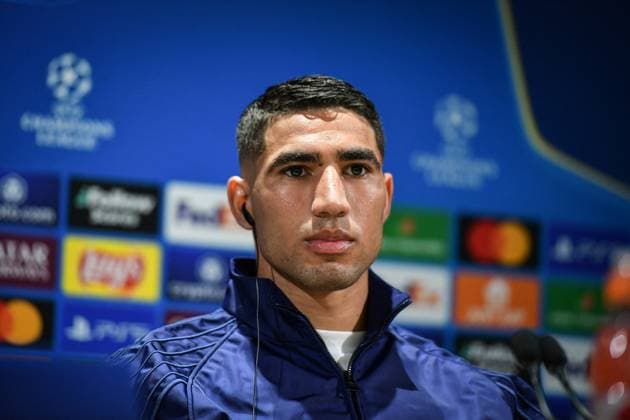 Fußball, CL, Paris St. Germain Pressekonferenz PSG presser before facing Arsenal - FA Paris Saint-Germain’s defender Achraf Hakimi speaks during a press conference, PK, Pressekonferenz at the PSG Campus on May 6, 2025, before the UEFA Champions League football match between Paris Saint-Germain and Arsenal FC at the Parc des Princes Stadium in Paris on May 7, 2025. Photo by Firas Abdullah ABACAPRESS.COM Paris Ile-de-France France  Copyright: xAbdullahxFiras ABACAx