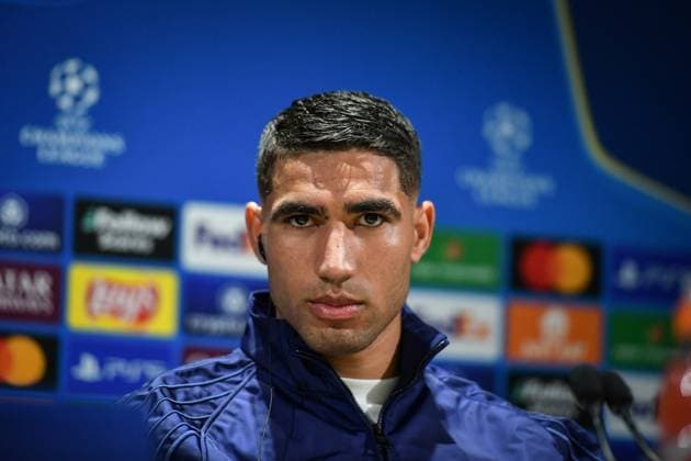 Fußball, CL, Paris St. Germain Pressekonferenz PSG presser before facing Arsenal - FA Paris Saint-Germain’s defender Achraf Hakimi speaks during a press conference, PK, Pressekonferenz at the PSG Campus on May 6, 2025, before the UEFA Champions League football match between Paris Saint-Germain and Arsenal FC at the Parc des Princes Stadium in Paris on May 7, 2025. Photo by Firas Abdullah ABACAPRESS.COM Paris Ile-de-France France  Copyright: xAbdullahxFiras ABACAx