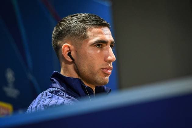 Fußball, CL, Paris St. Germain Pressekonferenz PSG presser before facing Arsenal - FA Paris Saint-Germain’s defender Achraf Hakimi speaks during a press conference, PK, Pressekonferenz at the PSG Campus on May 6, 2025, before the UEFA Champions League football match between Paris Saint-Germain and Arsenal FC at the Parc des Princes Stadium in Paris on May 7, 2025. Photo by Firas Abdullah ABACAPRESS.COM Paris Ile-de-France France  Copyright: xAbdullahxFiras ABACAx
