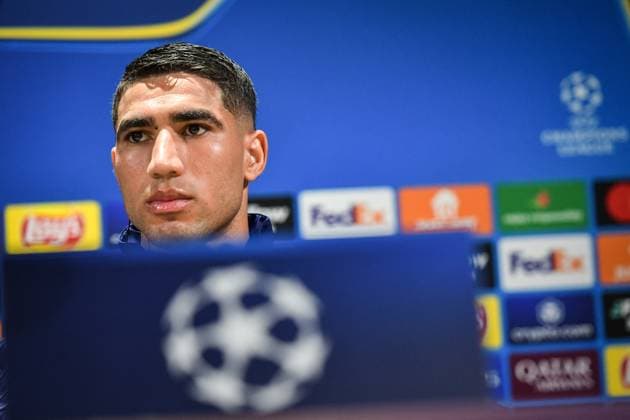 Fußball, CL, Paris St. Germain Pressekonferenz PSG presser before facing Arsenal - FA Paris Saint-Germain’s defender Achraf Hakimi speaks during a press conference, PK, Pressekonferenz at the PSG Campus on May 6, 2025, before the UEFA Champions League football match between Paris Saint-Germain and Arsenal FC at the Parc des Princes Stadium in Paris on May 7, 2025. Photo by Firas Abdullah ABACAPRESS.COM Paris Ile-de-France France  Copyright: xAbdullahxFiras ABACAx