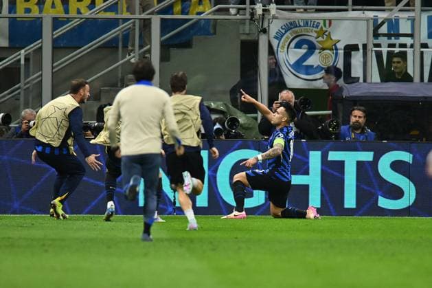 Lautaro Martinez of F.C. Inter celebrates after scoring the goal of 1-0 during the UEFA Champions League 2024 25 Semi Final Second Leg match between FC Internazionale Milano and FC Barcelona, Barca at San Siro Stadium on May 6, 2025 in Milan, Italy  Copyright: xDomenicoxCippitelli IPAxSportx xipa-agency.netx xx IPA_57345098 IPA_Agency_IPA57345098