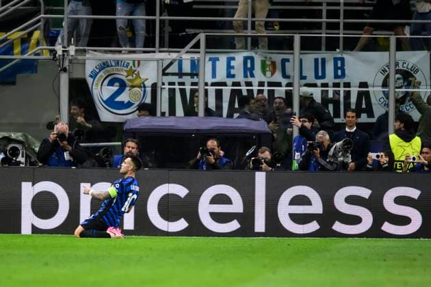 FC Internazionale v FC Barcelona, Barca - UEFA Champions League Lautaro Martinez of FC Internazionale celebrates after coring a goal during the UEFA Champions League 2024 25 semi final second leg football match between FC Internazionale and FC Barcelona. Milan Italy Copyright: xNicolòxCampox