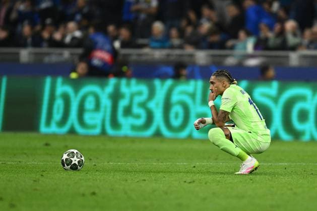 Raphinha of F.C. Barcelona participates in the UEFA Champions League 2024 25 Semi Final Second Leg match between FC Internazionale Milano and FC Barcelona, Barca at San Siro Stadium on May 6, 2025 in Milan, Italy  Copyright: xDomenicoxCippitelli IPAxSportx xipa-agency.netx xx IPA_57346419 IPA_Agency_IPA57346419