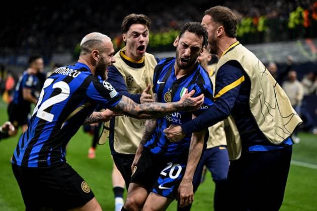 Sport Bilder des Tages Db Milano 06 05 2025 - Champions League Inter-Barcellona foto Daniele Buffa Image nella foto: esultanza gol Hakan Calhanoglu 