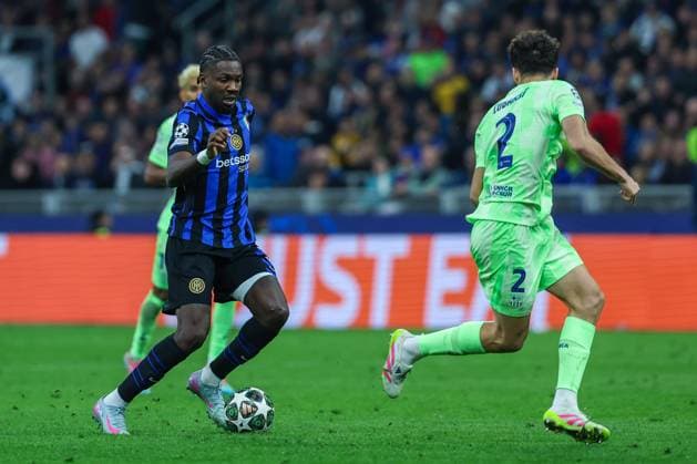 FC Internazionale vs FC Barcelona UEFA Champions League 2024 25 Semi Final 2nd leg 06 05 2025 Marcus Thuram of FC Internazionale seen in action during UEFA Champions League 2024 25 Semi Final 2nd leg football match between FC Internazionale and FC Barcelona at San Siro Stadium Copyright: xBEAUTIFULxSPORTS Carabellix