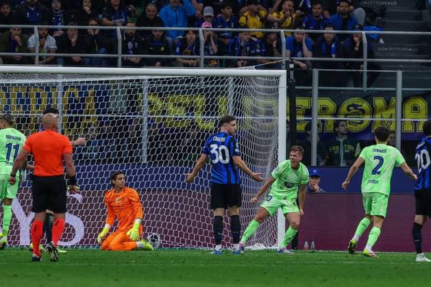 FC Internazionale vs FC Barcelona UEFA Champions League 2024 25 Semi Final 2nd leg 06 05 2025 Dani Olmo of FC Barcelona celebrates after scoring a goal during UEFA Champions League 2024 25 Semi Final 2nd leg football match between FC Internazionale and FC Barcelona at San Siro Stadium Copyright: xBEAUTIFULxSPORTS Carabellix