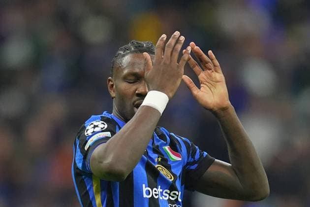 Inter Milan s Marcus Thuram during the Uefa Champions League soccer match between Inter and Barcelona at San Siro Stadium in Milan , North Italy - Tuesday May 06, 2025 . - Soccer  Copyright: xSpada LaPressex