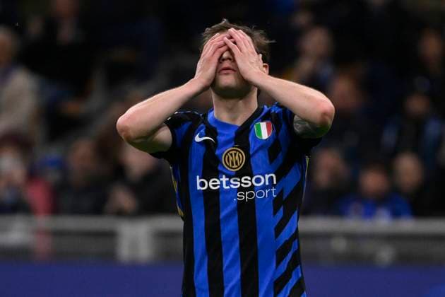 Dejection of Nicolo Barella of FC Internazionale during the UEFA Champions League 2024 2025 semifinal between FC Internazionale and FC Barcelona, Barca at San Siro stadium in Milano (Italy), May 6, 2025. AndreaxStaccioli