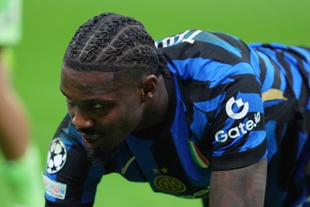 Inter Milan s Marcus Thuram during the Uefa Champions League soccer match between Inter and Barcelona at San Siro Stadium in Milan , North Italy - Tuesday May 06, 2025 . - Soccer  Copyright: xSpada LaPressex