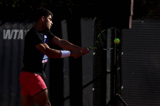 Tennis: Carlos Alcaraz ranking 3, ATP, Tennis Herren and WTA, Tennis Damen Master 1000 training session at the Foro Italico in Rome Rome Italy 06.05.2025: Carlos Alcaraz ranking 3 during the training session at the Internazionali BNL d Italia 2025 ATP and WTA Master 1000 circuit in Rome at the Foro Italico. Rome italy Italy  Copyright: xIPA ABACAx