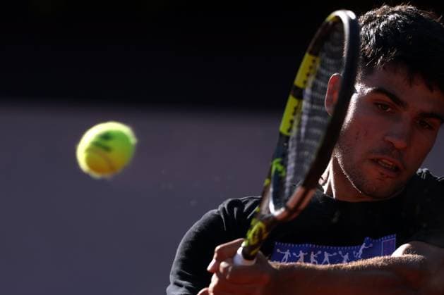 Rome, Italy, italy: Rome Italy 06.05.2025: Carlos Alcaraz ranking 3 during the training session at the Internazionali BNL d Italia 2025 ATP, Tennis Herren and WTA, Tennis Damen Master 1000 circuit in Rome at the Foro Italico. Tennis: Carlos Alcaraz Ranking 3, ATP And WTA Master 1000 Training Session At The Foro Italico In Rome  - ZUMAp169 0816744312st Copyright: xmarcoxiacobuccix