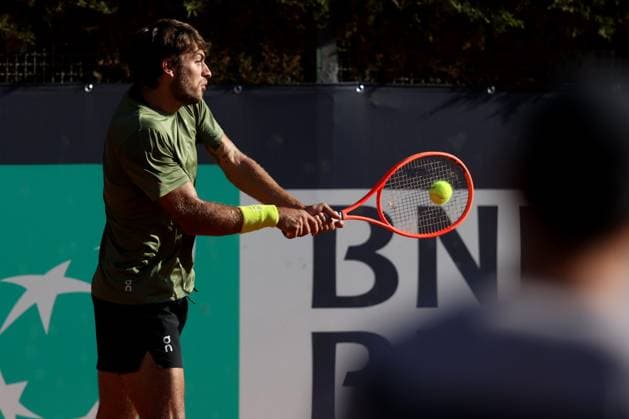 Rome, Italy, italy: Rome Italy 06.05.2025: Flavio Cobolli ranking 34 during the training session at the Internazionali BNL d Italia 2025 ATP, Tennis Herren and WTA, Tennis Damen Master 1000 circuit in Rome at the Foro Italico. Tennis: Flavio Cobolli, ATP And WTA Master 1000 Training Session At The Foro Italico In Rome  - ZUMAp169 0816745903st Copyright: xmarcoxiacobuccix