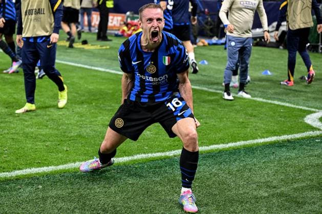 Sport Bilder des Tages Db Milano 06 05 2025 - Champions League Inter-Barcellona foto Daniele Buffa Image nella foto: esultanza gol Davide Frattesi 