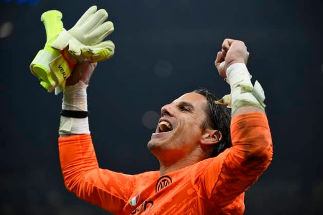 Yann Sommer of FC Internazionale celebrates at the end of the UEFA Champions League 2024 2025 semifinal between FC Internazionale and FC Barcelona, Barca at San Siro stadium in Milano (Italy), May 6, 2025. AndreaxStaccioli