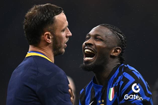 Mg Milano 06 05 2025 - Champions League Inter-Barcellona foto Matteo Gribaudi Image nella foto: Marcus Thuram-Marko Arnautovic 