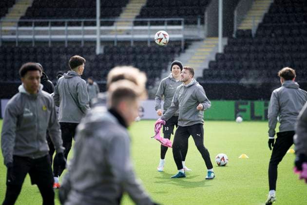 Training for the European League semi-final Bodo 20250507 Fredrik Andre Bjorkan at Bodo Glimts training session on the day of the European League semi-final against Tottenham at Aspmyra Stadium Photo Stian Lysberg Solum NTB Bodo Norge EDITORIAL USE ONLY RESTRICTED USE FOR BETTING COMPANIES  Copyright: xStianxLysbergxSolumx xNTBx
