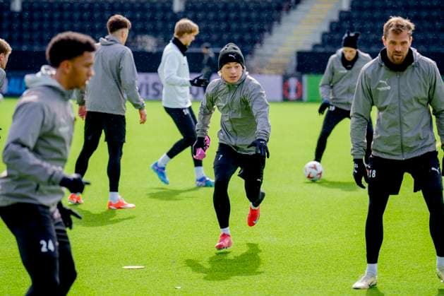 Training for the European League semi-final Bodo 20250507 Patrick Berg at Bodo Glimts training session on the day of the European League semi-final against Tottenham at Aspmyra Stadium Photo Stian Lysberg Solum NTB Bodo Norge EDITORIAL USE ONLY RESTRICTED USE FOR BETTING COMPANIES  Copyright: xx