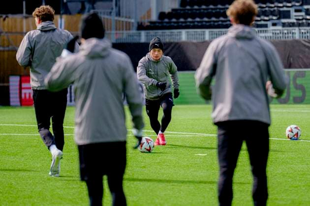 Training for the European League semi-final Bodo 20250507 Patrick Berg at Bodo Glimts training session on the day of the European League semi-final against Tottenham at Aspmyra Stadium Photo Stian Lysberg Solum NTB Bodo Norge EDITORIAL USE ONLY RESTRICTED USE FOR BETTING COMPANIES  Copyright: xx