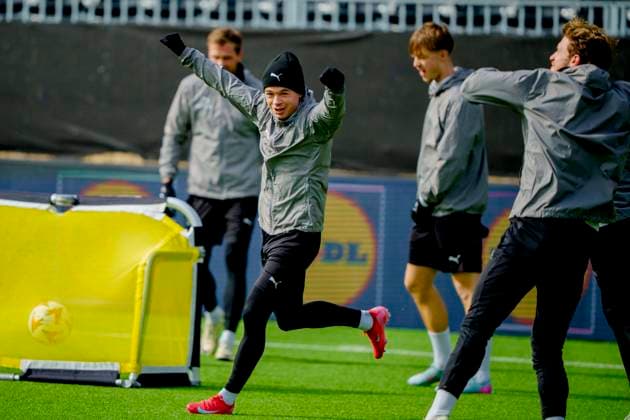 Training for the European League semi-final Bodo 20250507 Patrick Berg at Bodo Glimts training session on the day of the European League semi-final against Tottenham at Aspmyra Stadium Photo Stian Lysberg Solum NTB Bodo Norge EDITORIAL USE ONLY RESTRICTED USE FOR BETTING COMPANIES  Copyright: xStianxLysbergxSolumx xNTBx