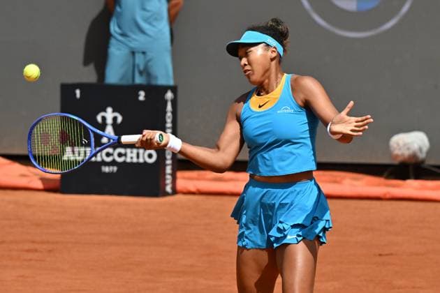 7th May 2025; Foro Italico, Rome, Italy: ATP, Tennis Herren 1000 Tennis Masters Rome, Day 1; Naomi Osaka (Jap) in action during the match Rome italy Italy ITALY  Copyright: xR4924_italyphotopressx