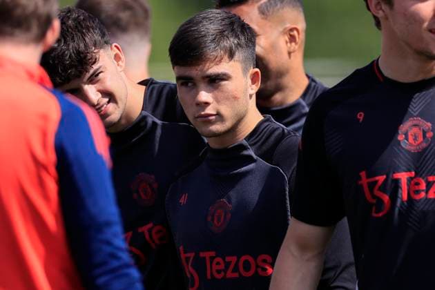 Manchester United, ManU 07 05 2025. Training Harry Amass (41) of Manchester United during the Europa League training session for Manchester United at Carrington, Manchester, United Kingdom on 7 May 2025. Manchester Carrington United Kingdom Editorial use only , Copyright: xConorxMolloyx PSI-22029-0019
