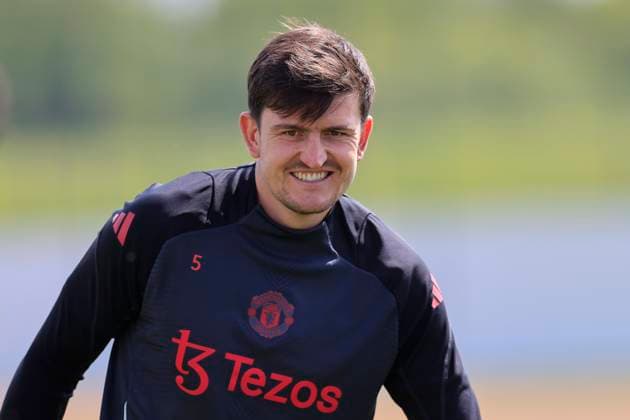 Manchester United, ManU 07 05 2025. Training Harry Maguire (5) of Manchester United during the Europa League training session for Manchester United at Carrington, Manchester, United Kingdom on 7 May 2025. Manchester Carrington United Kingdom Editorial use only , Copyright: xConorxMolloyx PSI-22029-0039