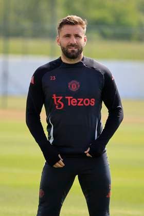 Manchester United, ManU 07 05 2025. Training Luke Shaw (23) of Manchester United during the Europa League training session for Manchester United at Carrington, Manchester, United Kingdom on 7 May 2025. Manchester Carrington United Kingdom Editorial use only , Copyright: xConorxMolloyx PSI-22029-0049