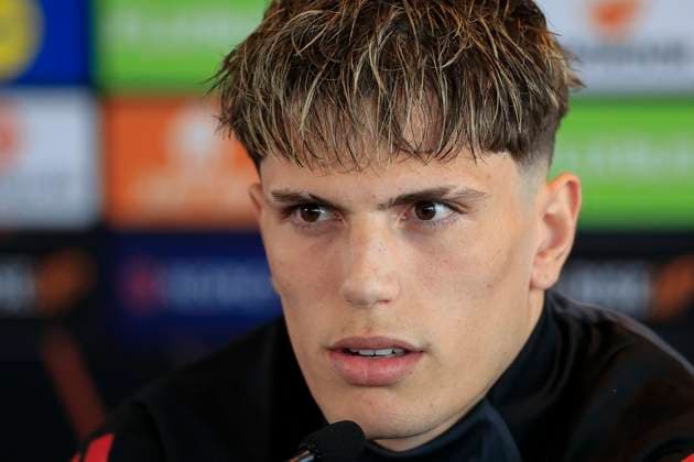 Manchester United, ManU 07 05 2025. press conference, PK, Pressekonferenz Alejandro Garnacho (17) of Manchester United during the Press Conference for Manchester United at Carrington, Manchester, United Kingdom on 7 May 2025. Manchester Carrington United Kingdom Editorial use only , Copyright: xConorxMolloyx PSI-22029-0078