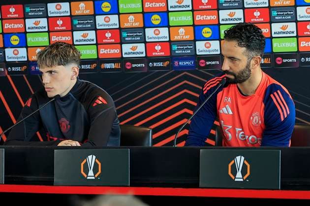 Manchester United, ManU 07 05 2025. press conference, PK, Pressekonferenz Ruben Amorim the Manchester United manager and Alejandro Garnacho (17) of Manchester United during the Press Conference for Manchester United at Carrington, Manchester, United Kingdom on 7 May 2025. Manchester Carrington United Kingdom Editorial use only , Copyright: xConorxMolloyx PSI-22029-0086