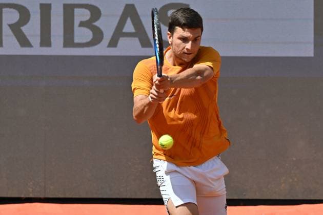 Foto IPP Roberto Ramaccia Roma 7 5 2025 Tennis Internazionali Bnl d’Italia 2025 Nella foto Miomir Kecmanovic in azione durante la partita Italy Photo Press - World Copyright Roma italy Italia ITALY  Copyright: xR4924_italyphotopressx