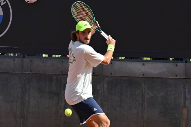 Foto IPP Roberto Ramaccia Roma 7 5 2025 Tennis Internazionali Bnl d’Italia 2025 Nella foto Stefanos Tsitsipas durante allenamento Italy Photo Press - World Copyright Roma italy Italia ITALY  Copyright: xR4924_italyphotopressx