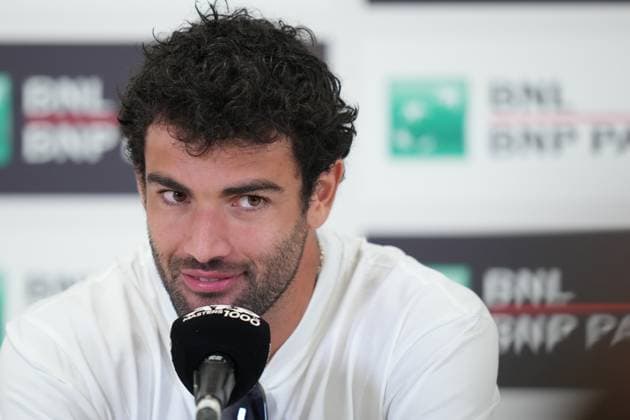 Italian tennis player Matteo Berrettini during the press conference, PK, Pressekonferenz for the International Tennis Tournament Italy Rome™s, Italy - Wednesday May 7, 2025 - tennis ( Photo by Alfredo Falcone LaPresse )  Copyright: xAlfredoxFalcone LaPressex