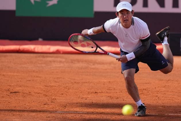 Yoshihito Nishioka (JPN) during the 2th round against Dusan Lajovic (SRB) of the WTA, Tennis Damen Master 1000 Internazionali BNL d™Italia tournament at Foro Italico on May 07, 2025 (Alfredo Falcone LaPresse)  Copyright: xAlfredoxFalcone LaPressex