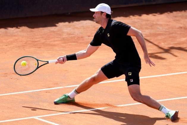 Quentin Halys of France during the match against Vit Kopriva of Czech Republic at the Internazionali BNL d Italia 2025 tennis tournament at Foro Italico in Rome, Italy on May 7, 2024. Vit Kopriva won 6-4, 6-3. AntoniettaxBaldassarre