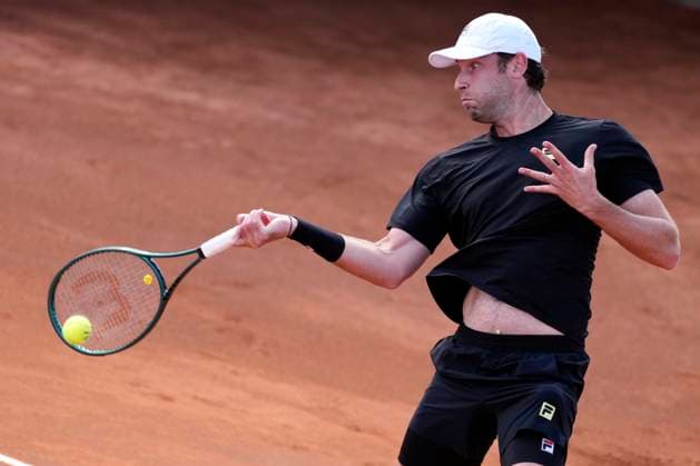 Quentin Halys of France during the match against Vit Kopriva of Czech Republic at the Internazionali BNL d Italia 2025 tennis tournament at Foro Italico in Rome, Italy on May 7, 2024. Vit Kopriva won 6-4, 6-3. AntoniettaxBaldassarre